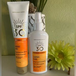 Bath & Body Works Tahiti Isle SPF 30 Sunscreen Set - Orange and White
